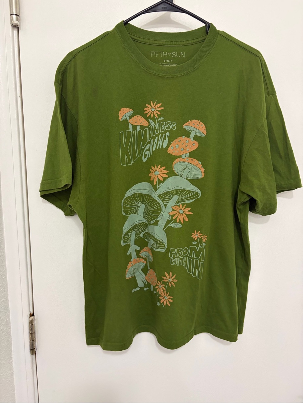 Fifth Sun Olive Green 'Kindness Grows' Mushroom Graphic Tee
